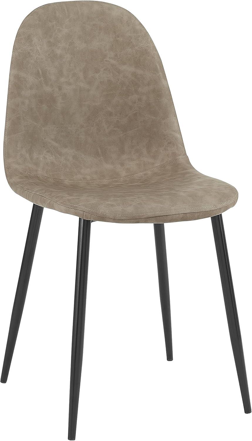 Modern Distressed Brown Faux Leather Upholstered Arm Chair with Metal Legs