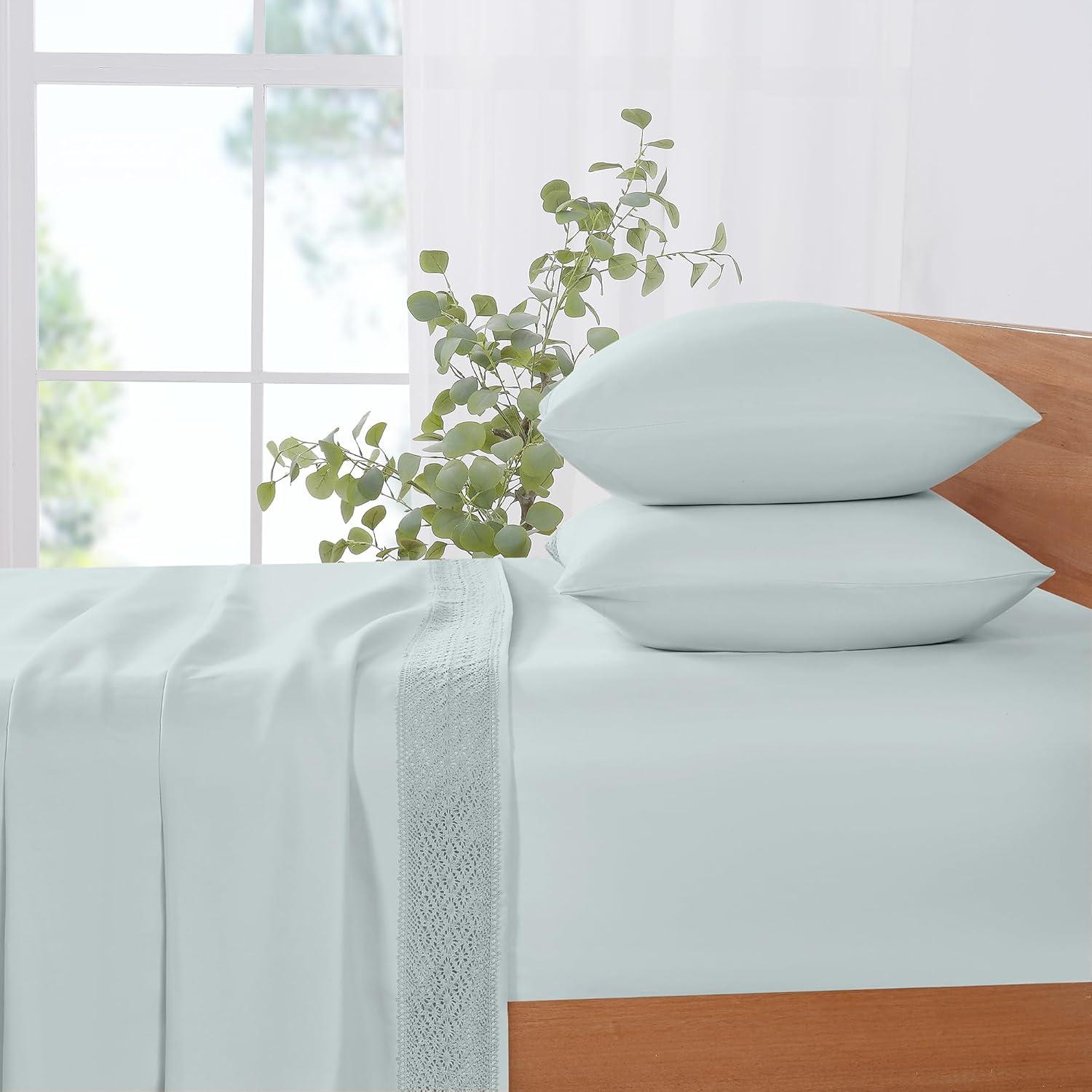 Modern Threads Modern Threads Yate Soft Microfiber Crochet Lace Sheets - Luxurious Microfiber Bed Sheets - Includes Flat Sheet, Fitted Sheet with Deep Pockets, & Pillowcases