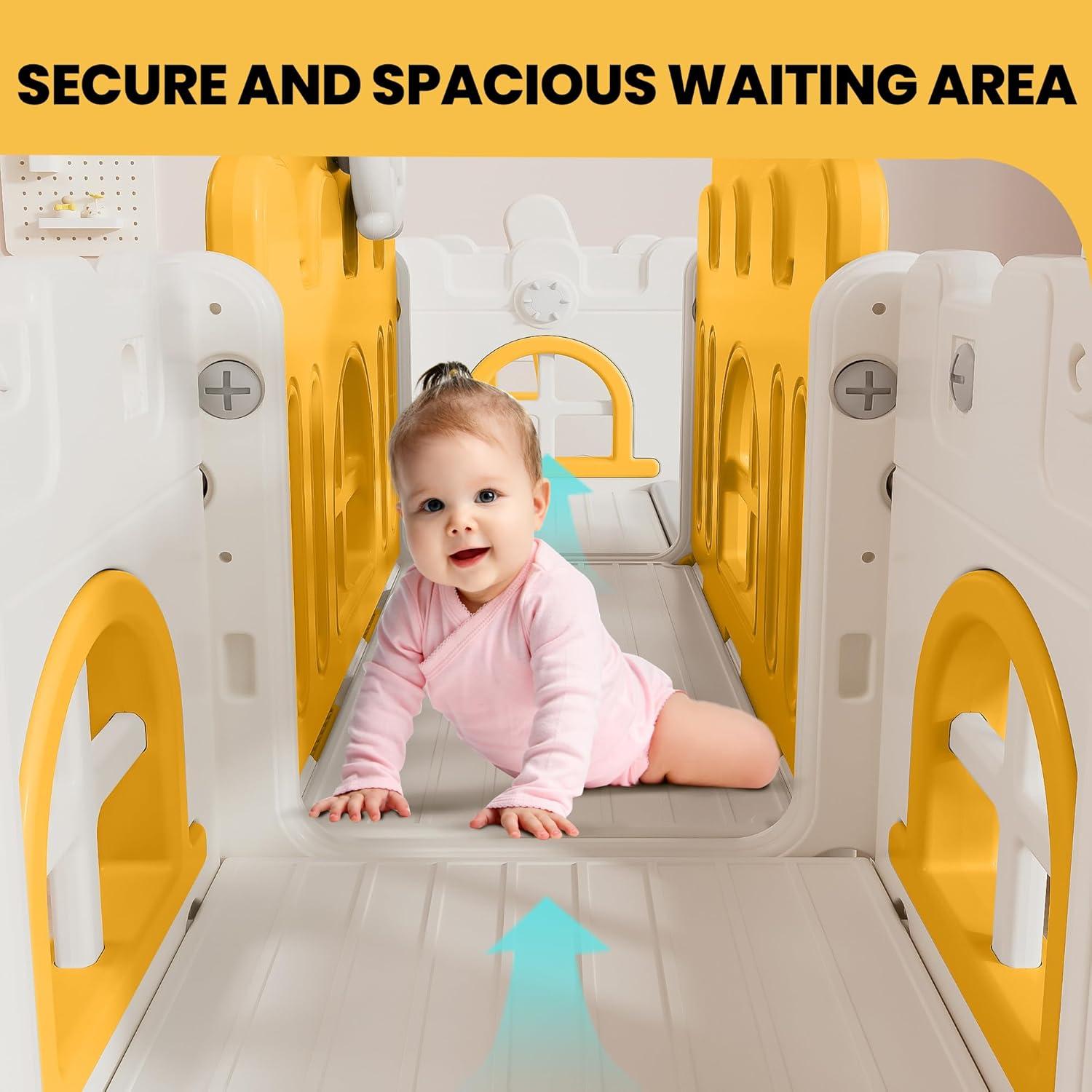 10 in 1 Toddler Slide, Age 1-3 with Swing, Basketball Hoop and Telescope, Kid Slide for Toddlers, Indoor Outdoor Playset Toddler Playground