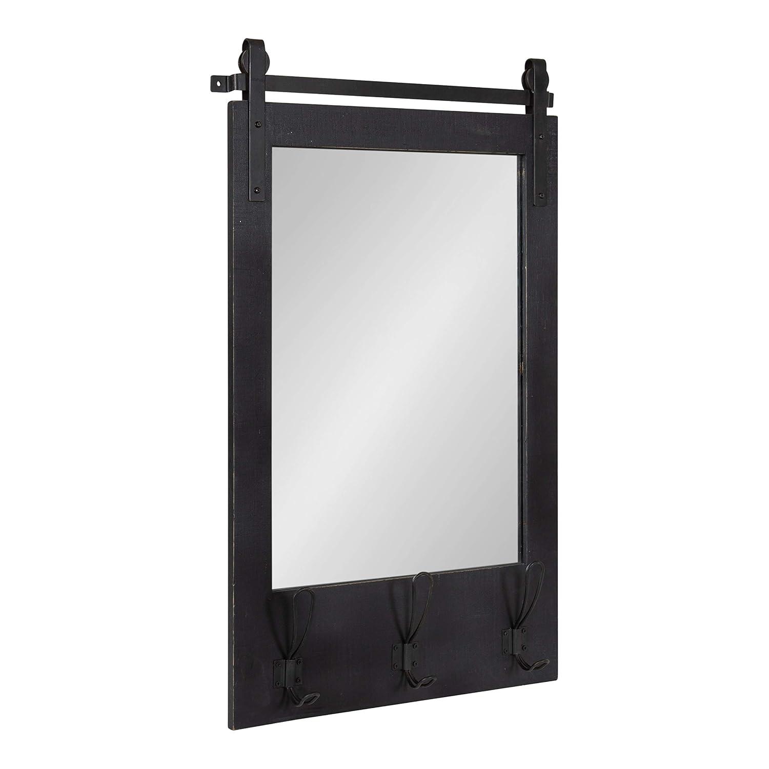 18" x 28" Cates Functional Wall Mirror Black - Kate & Laurel All Things Decor: Rustic Farmhouse, Wooden Frame, No Assembly Required
