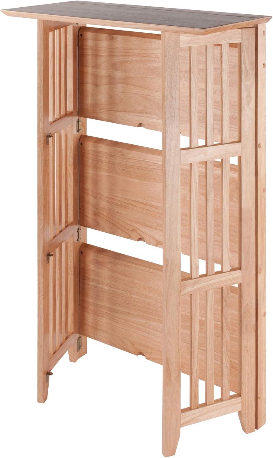 42" 4 Tier Foldable Bookshelf Natural - Winsome: Beech Wood, Slatted-Side, Home Office Storage