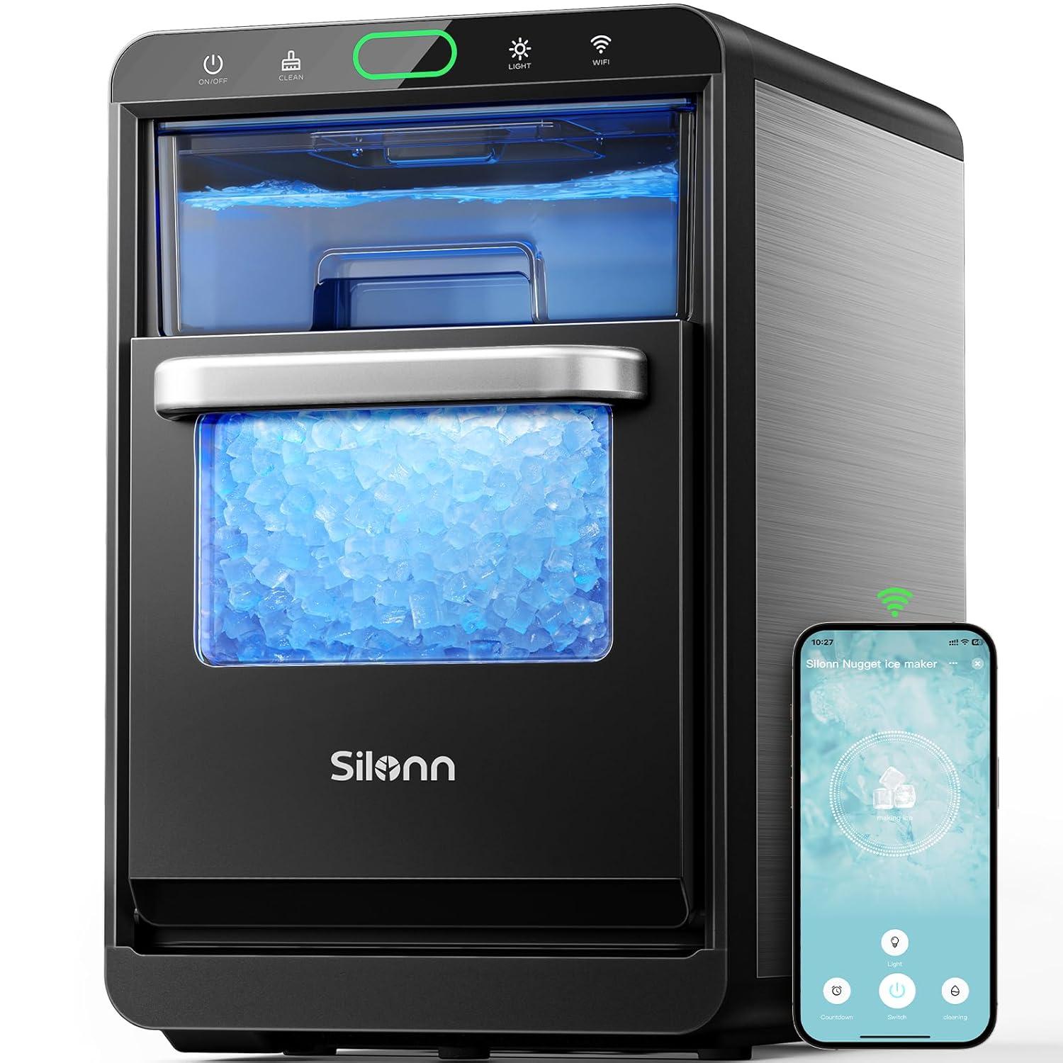 Silonn Smart Stainless Steel Nugget Ice Maker Countertop