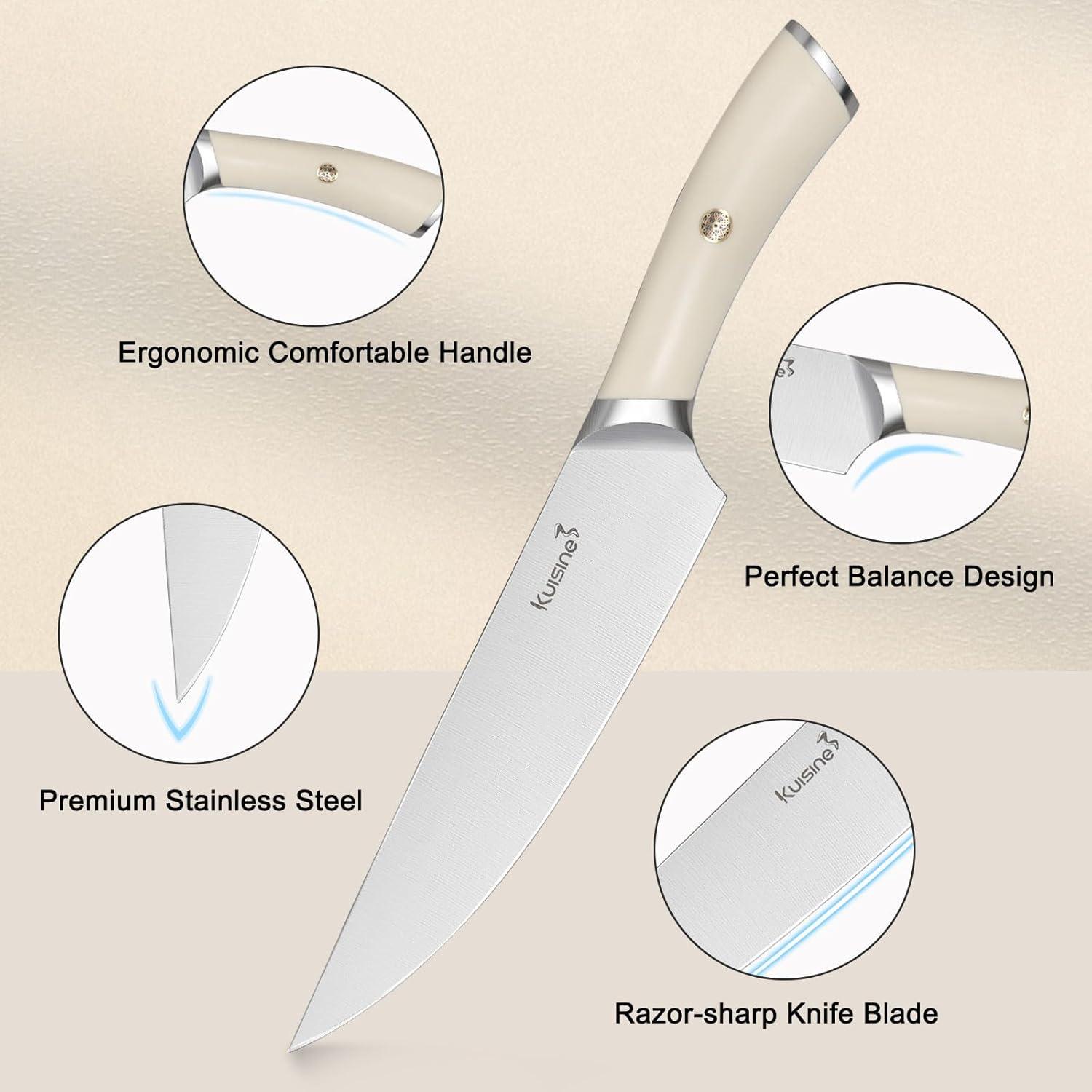 kuisine Kuisine 15-Piece Kitchen Knife Block Set Premium Stainless Steel