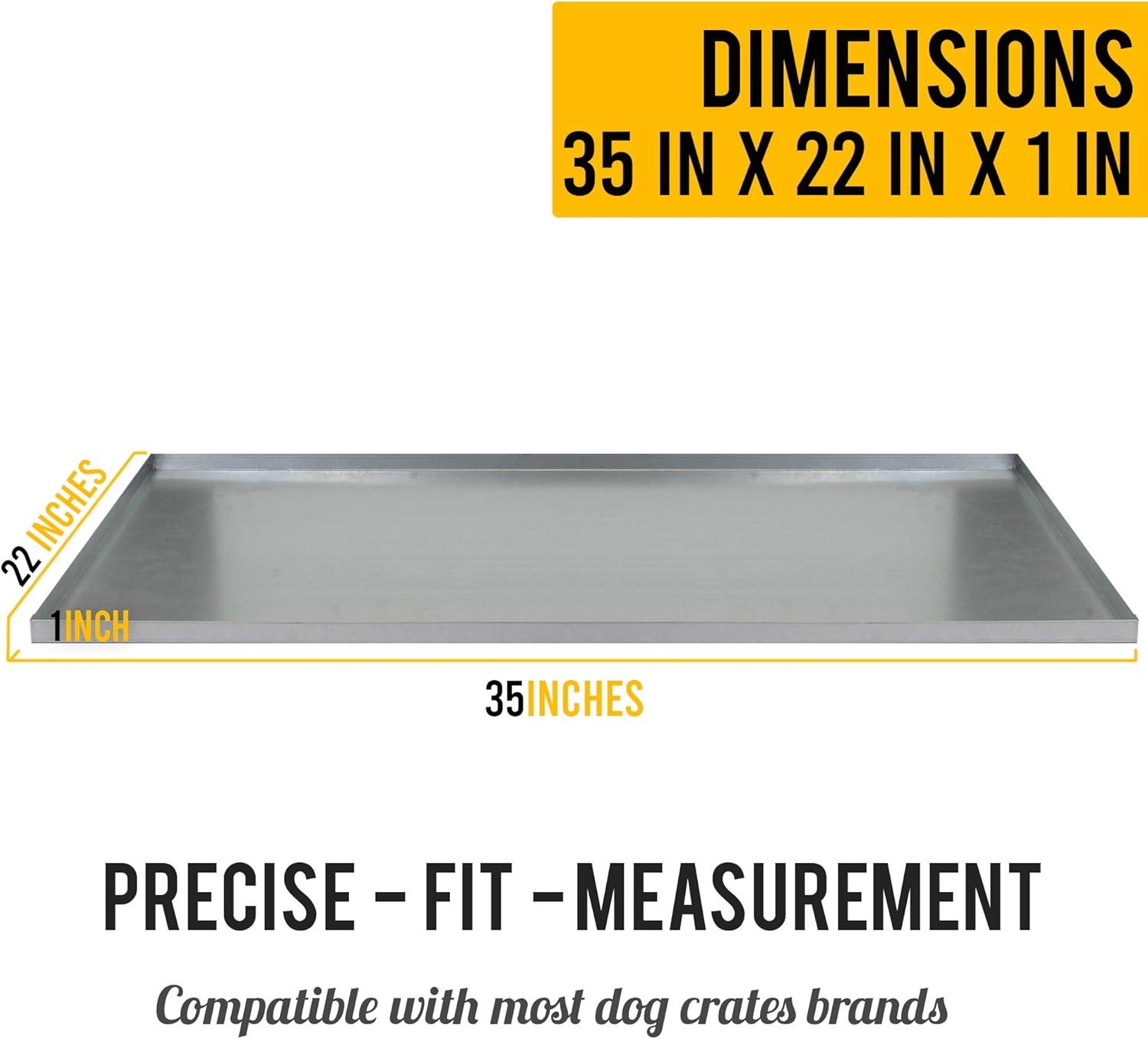 Heavy-Duty Galvanized Steel Dog Crate Tray 35" x 22"