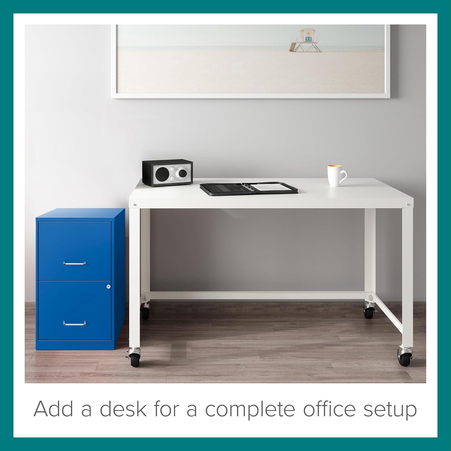 Space Solutions 18" 2 Drawer Metal File Cabinet Classic Blue