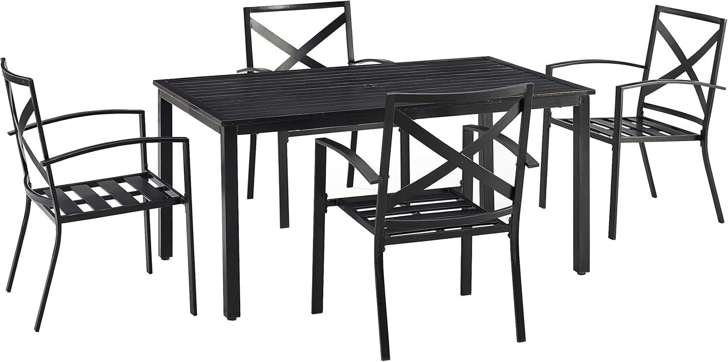 Crosley Furniture Kaplan 5-Piece Fabric & Metal Outdoor Dining Set in Oatmeal