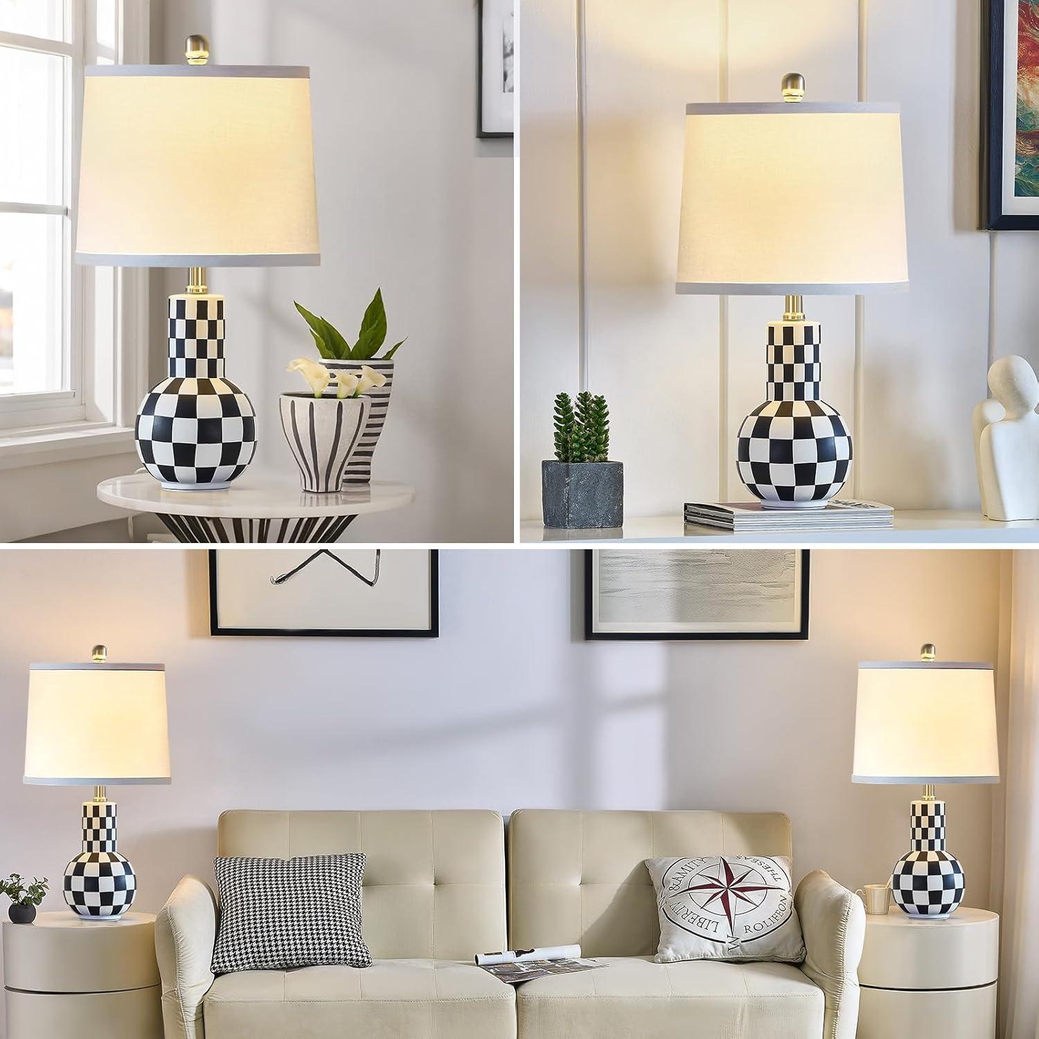 Ebern Designs Sighwarth 21" Ceramic Table Lamp for Bedroom 3-Color Temperature Modern Desk Lamps for Nightstand Living Room Bedside Lamp End Table Lamps (Set of 2)