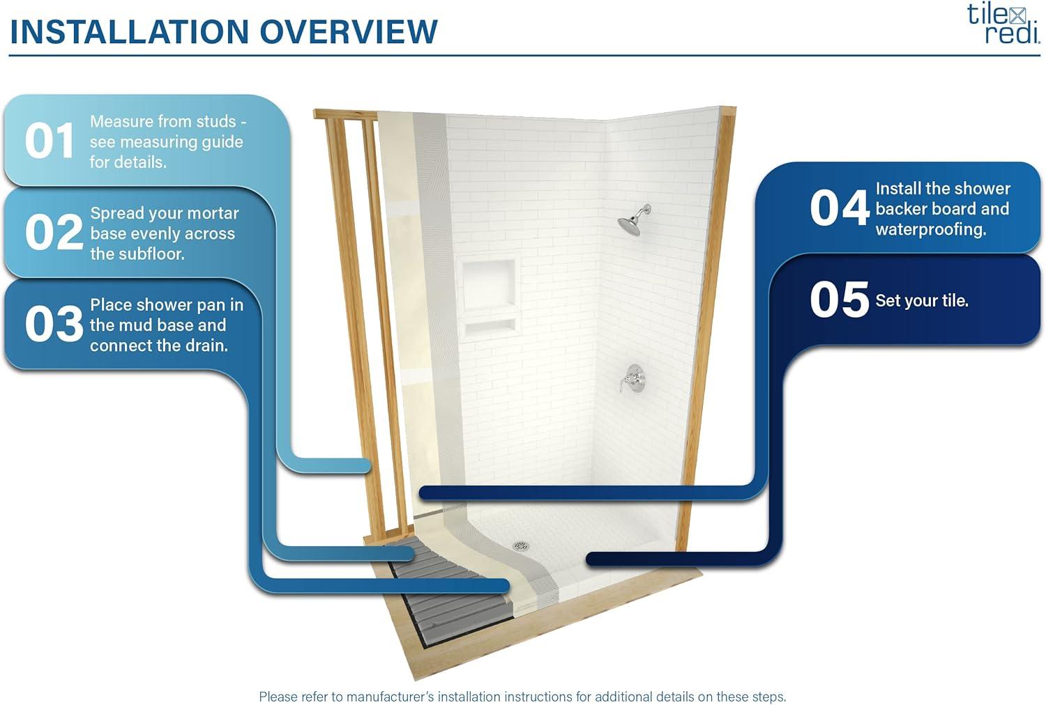 Tile Redi 3636Cdl Redi Base 36" X 36" Square Shower Base - Chrome