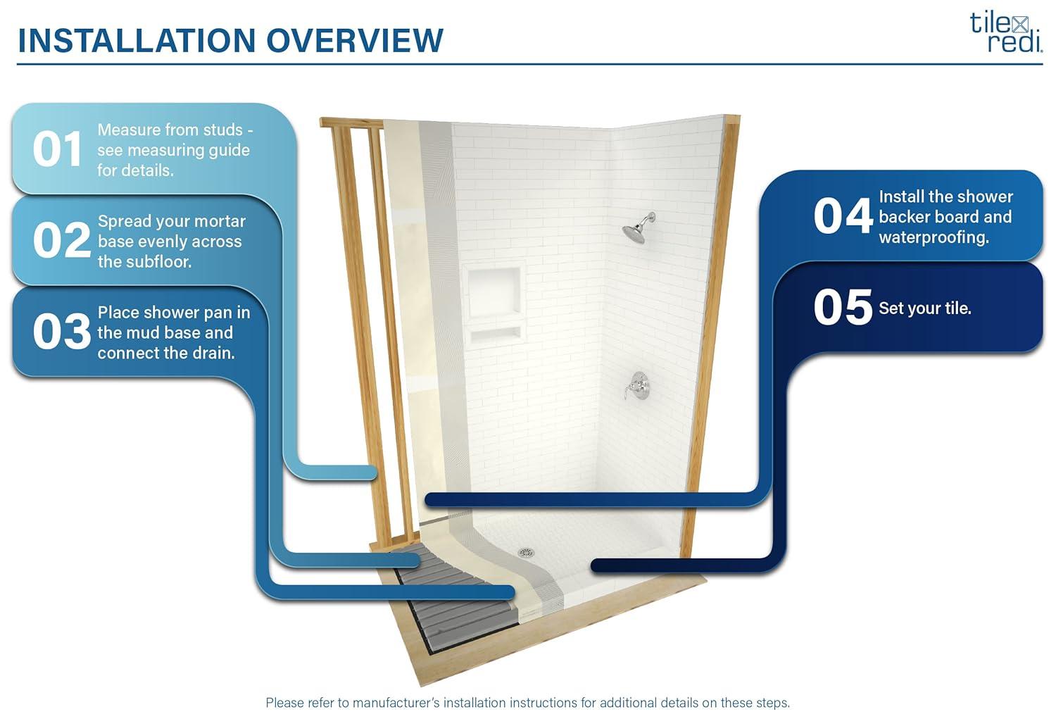 Tile Redi 3060Rspvc Redi Base 30" X 60" Rectangular Shower Base - Chrome