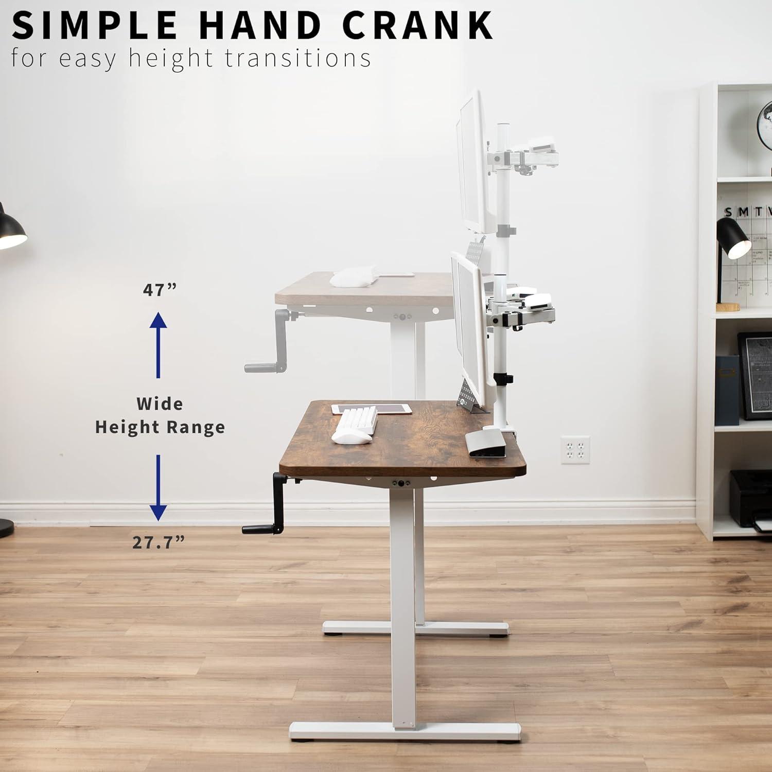 Compact Crank Height Adjustable Desk Frame