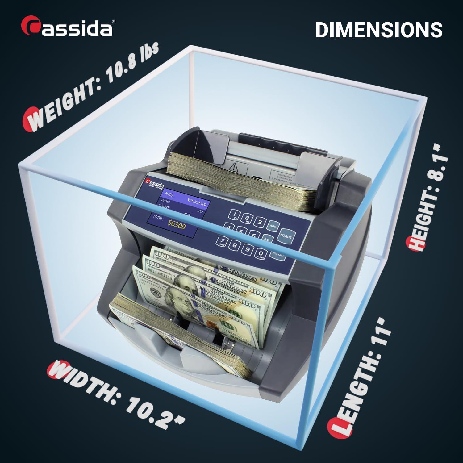 Cassida 6600 UV/MG High-Speed Banknote Counter with LCD Display