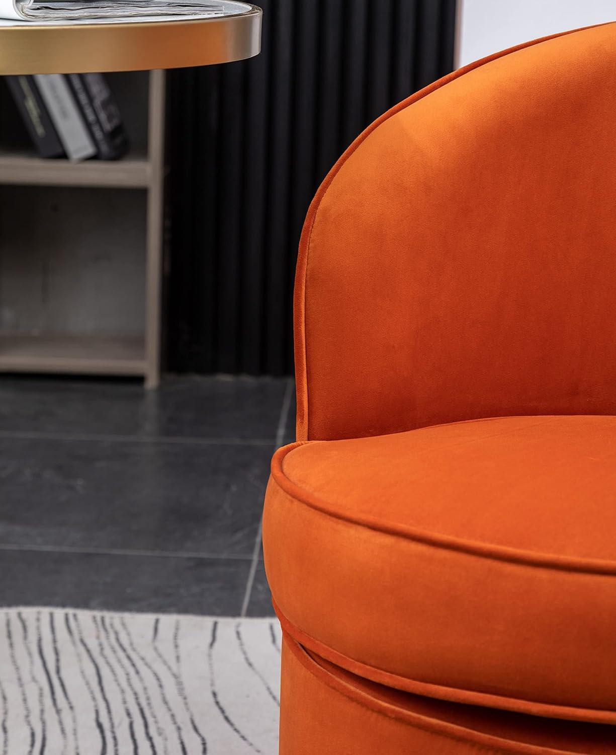 Wania Contemporary Velvet Swivel Chair in Orange