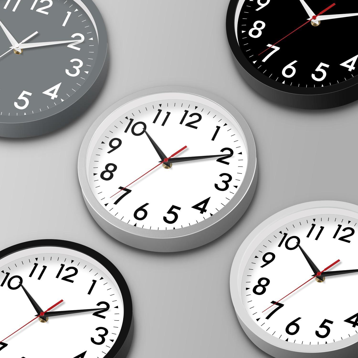 YEHOOM Wall Clock 10 Inch Silent Non-Ticking Modern Clocks Battery Operated - Analog Small Classic for Office, Home, Bathroom, Kitchen, Bedroom, School, Living Room(Black)