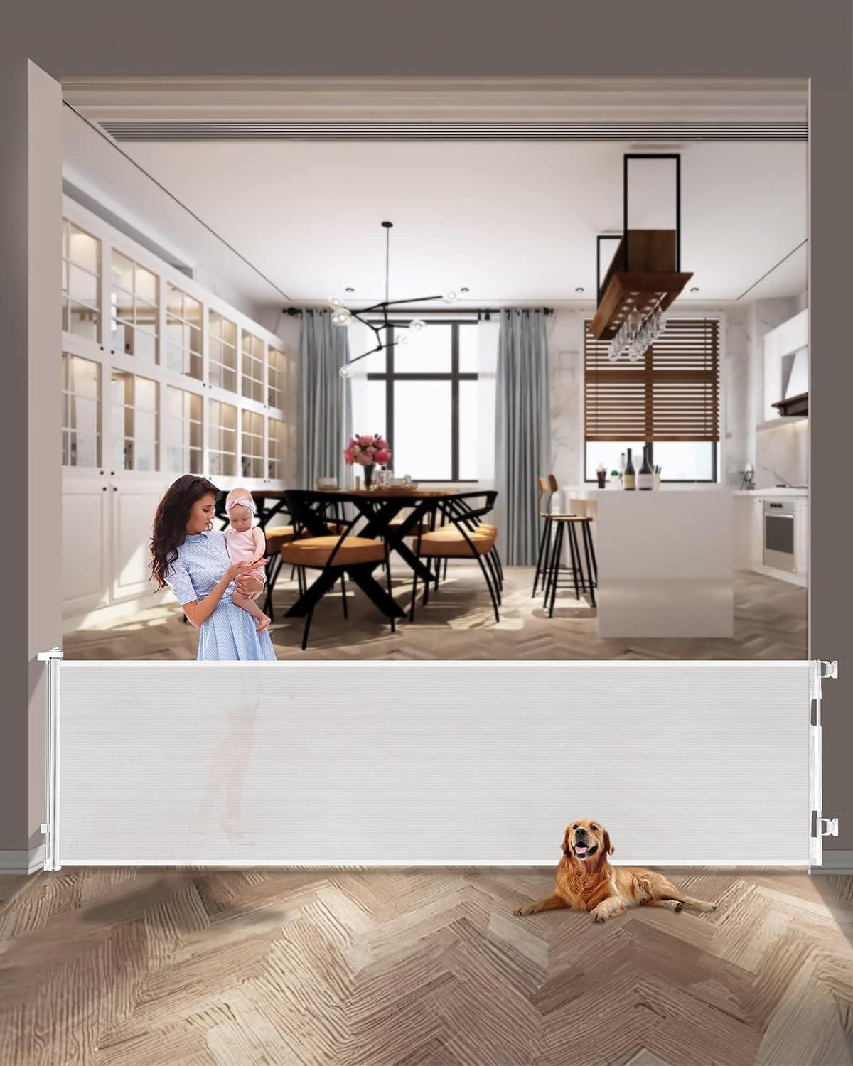 Tucker Murphy Pet™ 168 Inch Extra Wide Retractable Baby Gate,mesh Large Baby Gate Or Mesh Pet Dog Gate, Opening Wide Extra Long Child Safety Gate For Indoor, Outdoor, Stairs, Deck(33"x168")