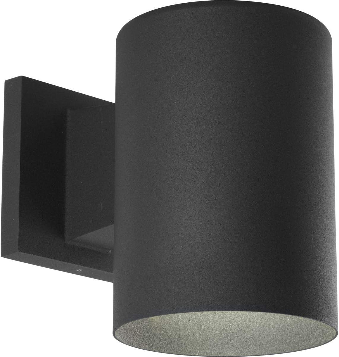 Progress Lighting, Cylinder Collection, 1-Light Wall Light, Black Finish, Aluminum Material, Shade Included