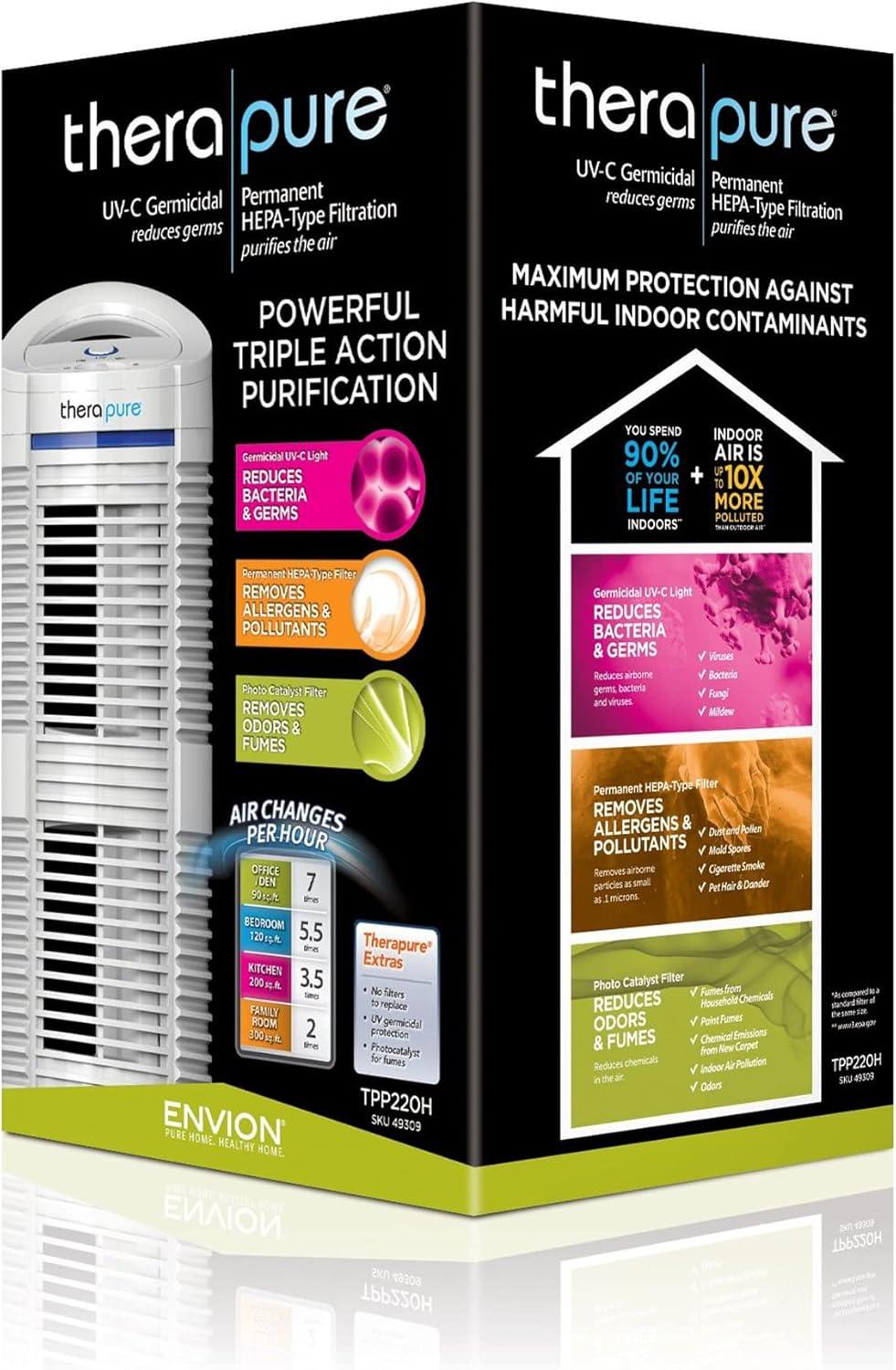 Envion Therapure 220H UV Germicidal HEPA Style Air Purifier 3-Speed White