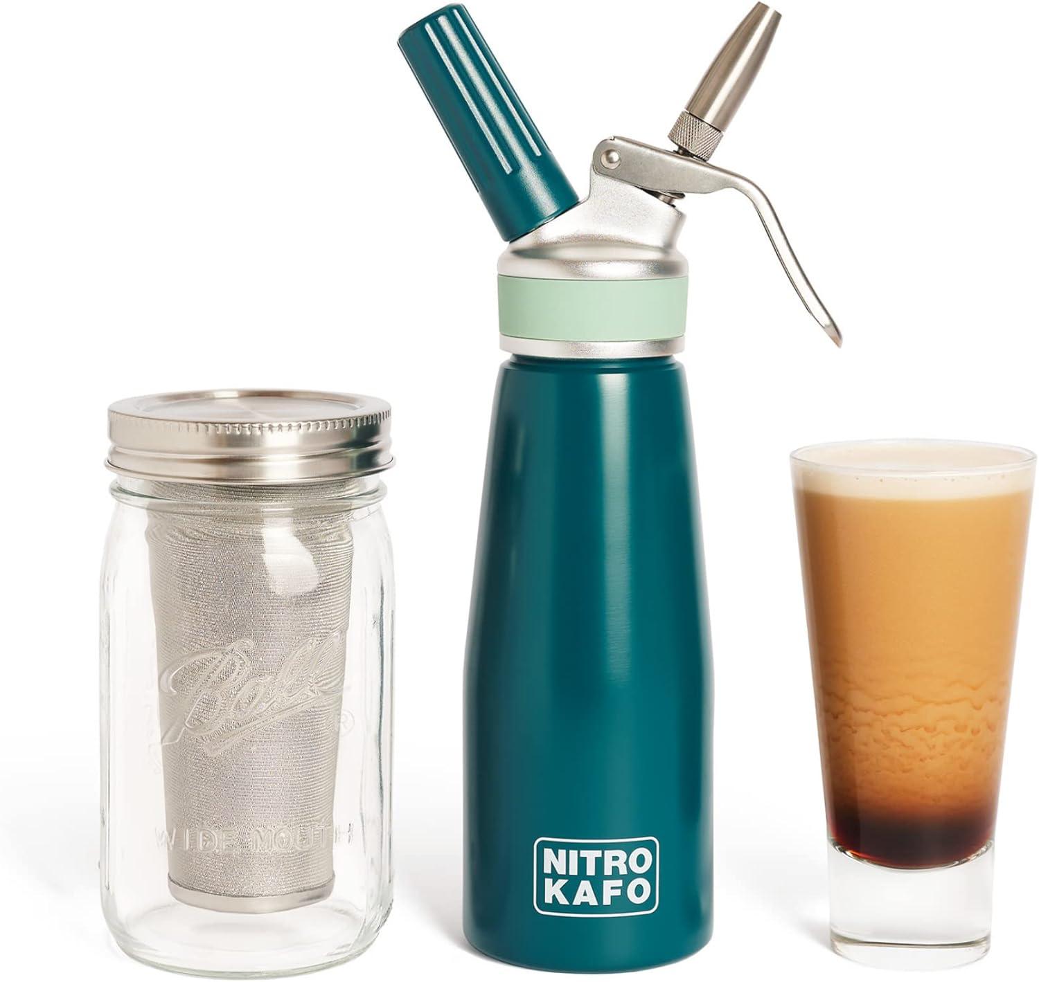 NITRO KAFO Cold Brew Maker and Nitro Cold Brew Coffee Maker with Cold Brew Mason Jar & Nitro Coffee Machine