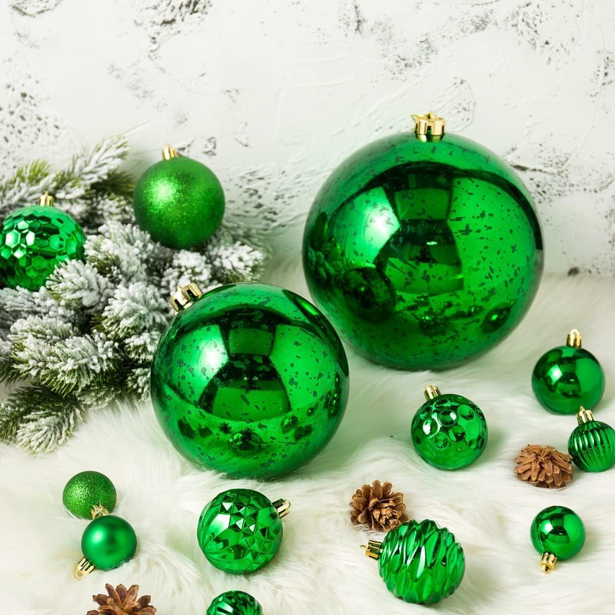 XmasExp 4in Large Christmas Ornaments Christmas Ball Ornaments Giant Tree Decoration Shatterproof Decorative Hanging Balls for Holiday Party Decor (Silver,4pcs)