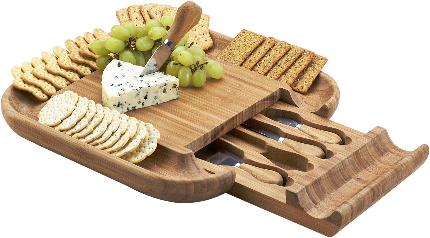 Picnic at Ascot  Large Bamboo Charcuterie Board with Cheese Knife Set