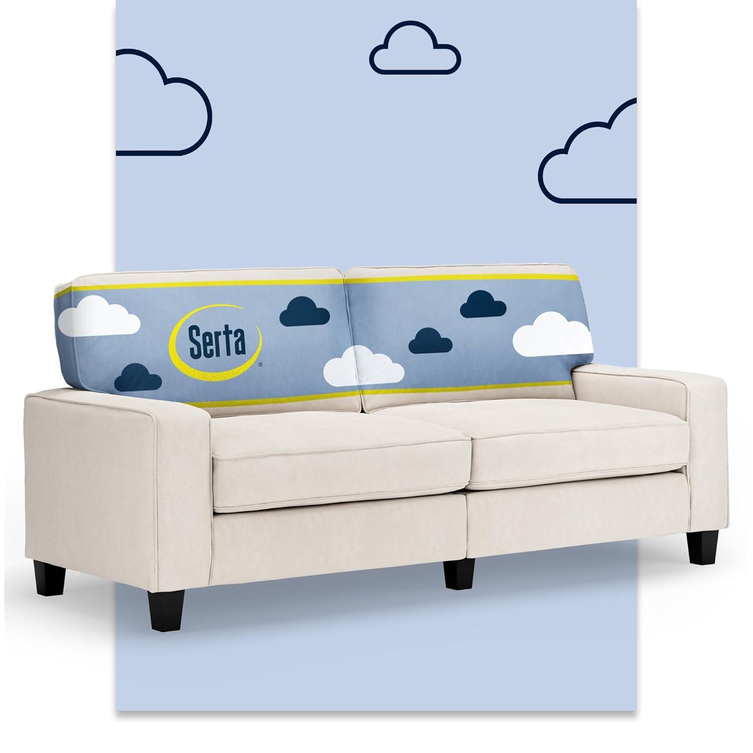 Serta Palisades 78" Track Arm Sofa, Easy Care Fabric, Soft Pillow Back, Pocket Coil Seat Cushions