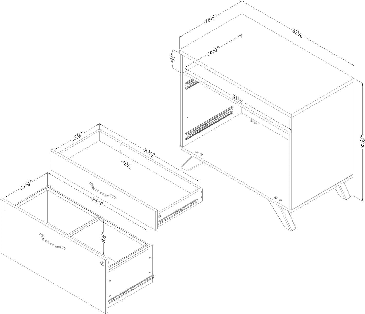 Natural Walnut 2-Drawer Lockable Lateral File Cabinet