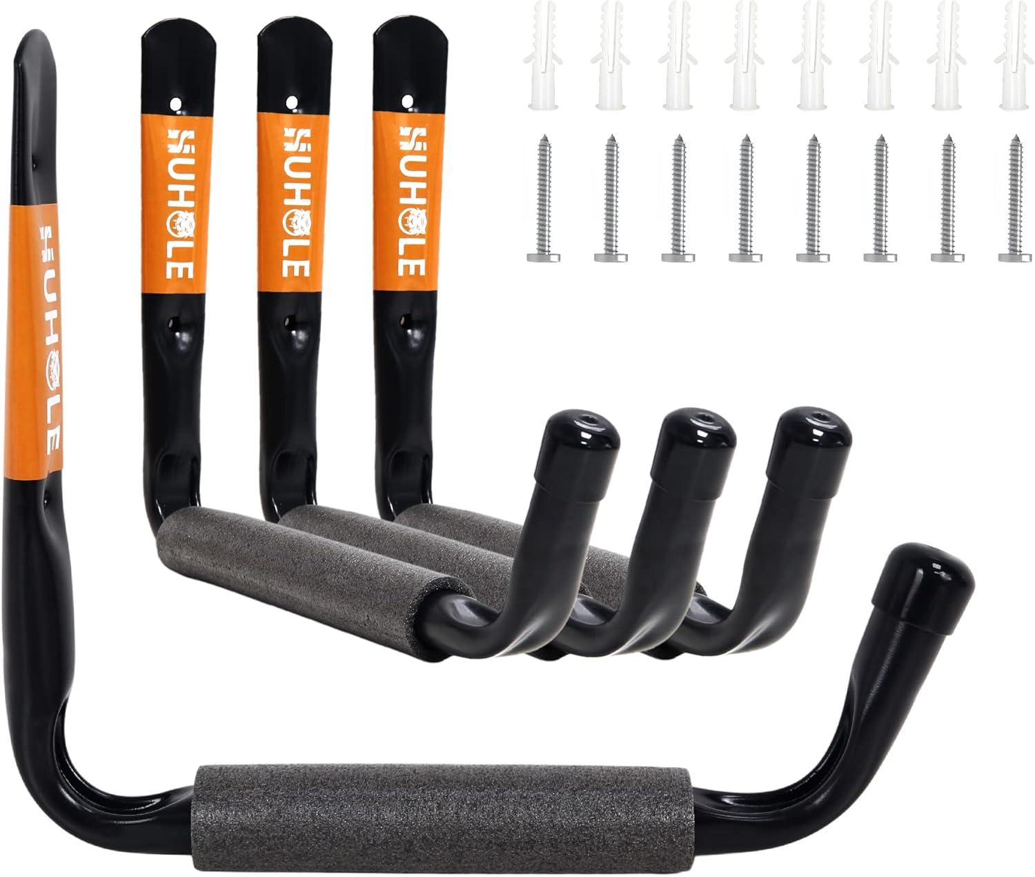 Black Vinyl-Coated Steel Wall Mount Ladder Hooks Set