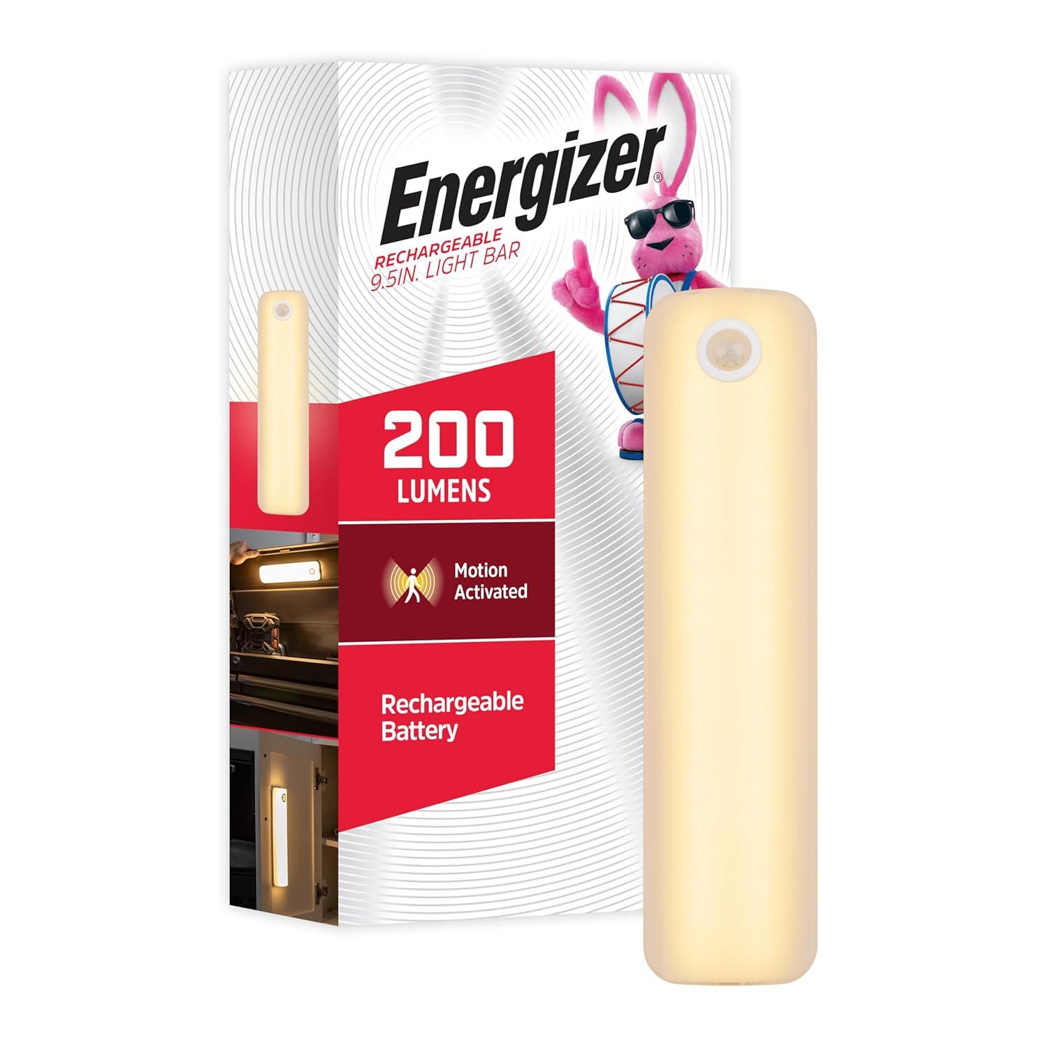 Energizer 9.5" Rechargeable Lithium Polymer 800 mAh Motion Sensing Light Bar: LED Closet Light, White