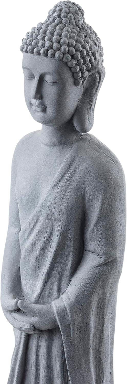 32" Magnesium Oxide Standing Buddha Statue Gray - Alpine Corporation: Outdoor Decor, Garden Accent