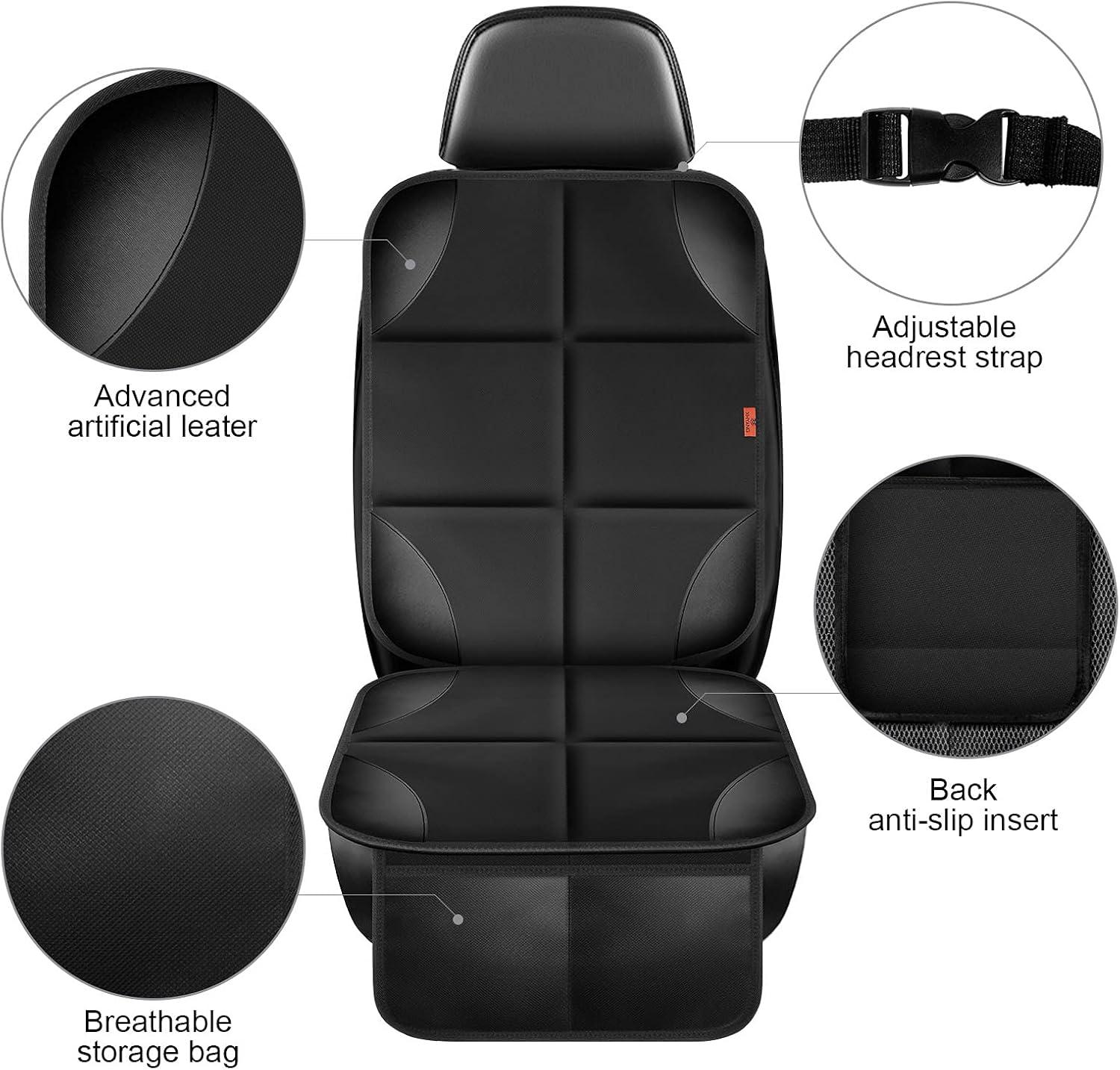Car Seat Protector 1 Pack Car Seat Cushion Mat Thickest Padding,Waterproof 600D Fabric Car Seat Covers for Non-Slip Backing Mesh Pockets for Baby and Pet (1 Seat Protector)
