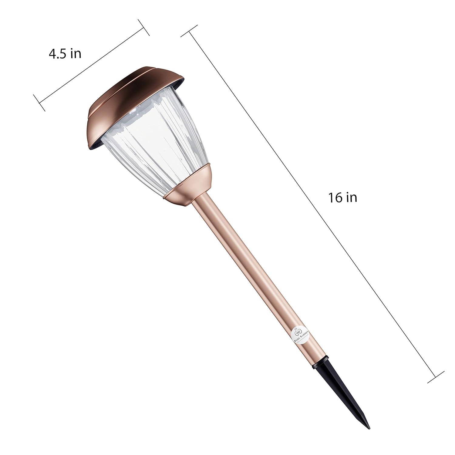 Pure Garden 50-LG1060 16 in. Solar Path Tall Stainless Steel Outdoor Stake Lighting for Garden - Copper - Set of 8
