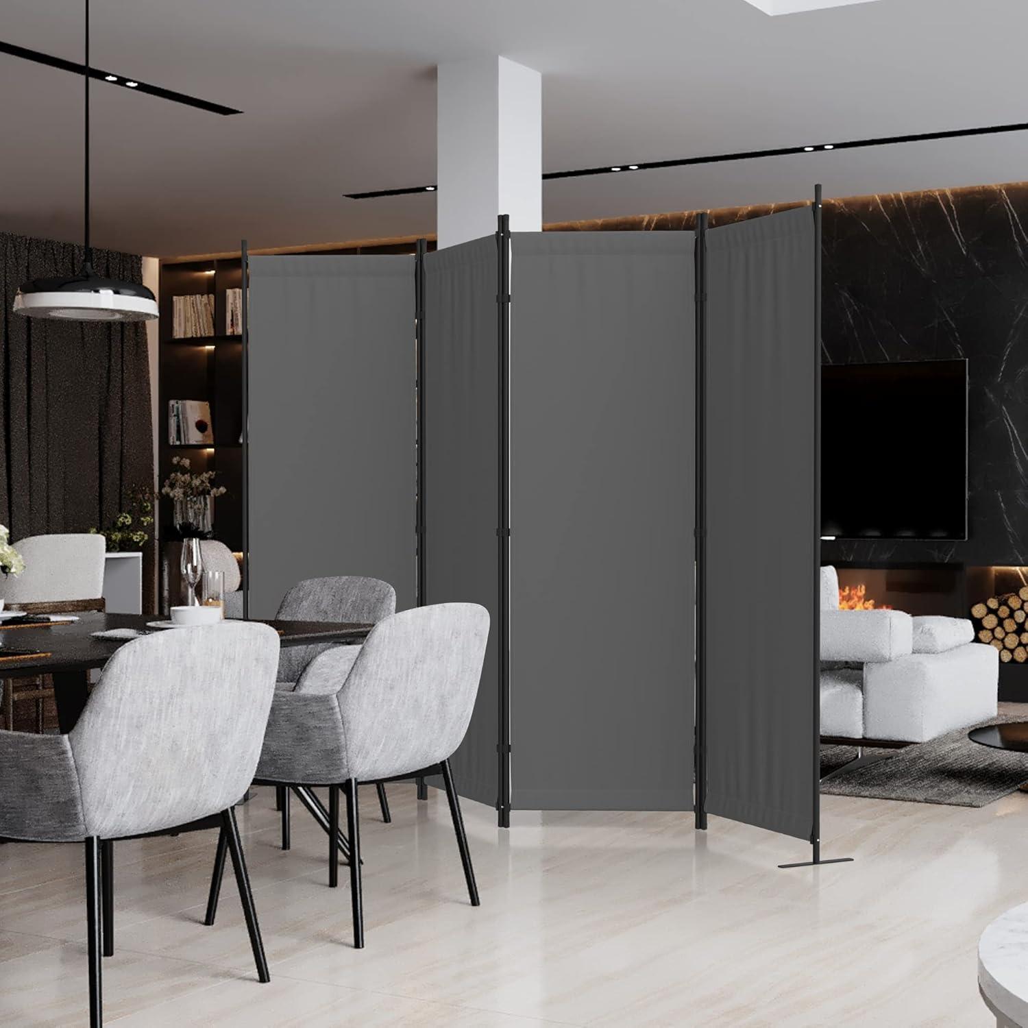 Room Divider Folding Privacy Screens 4 Panel Partitions 88" Dividers Portable Separating for Home Office Bedroom Dorm Decor (Grey)