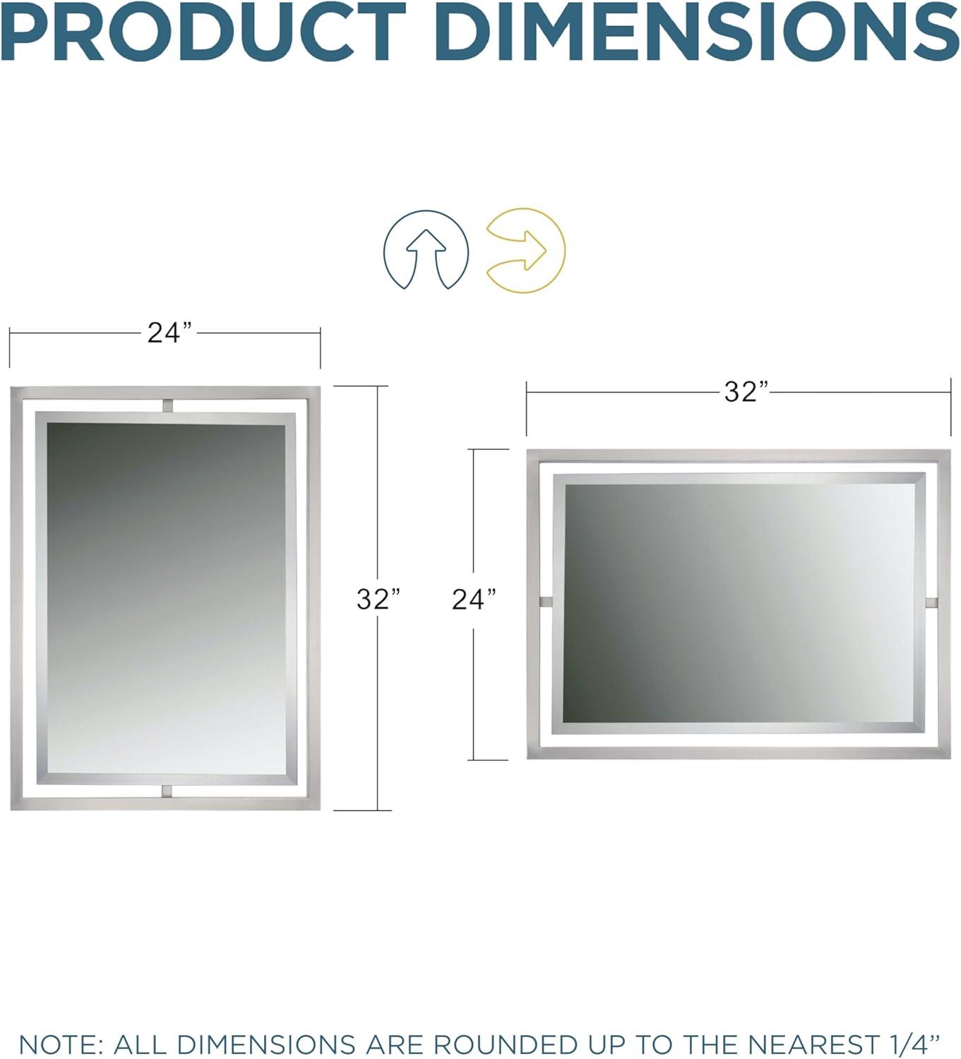 Quoizel Lighting Reflections - 32" Rectangular Light Mirror, Brushed Nickel/Semi Gloss Finish