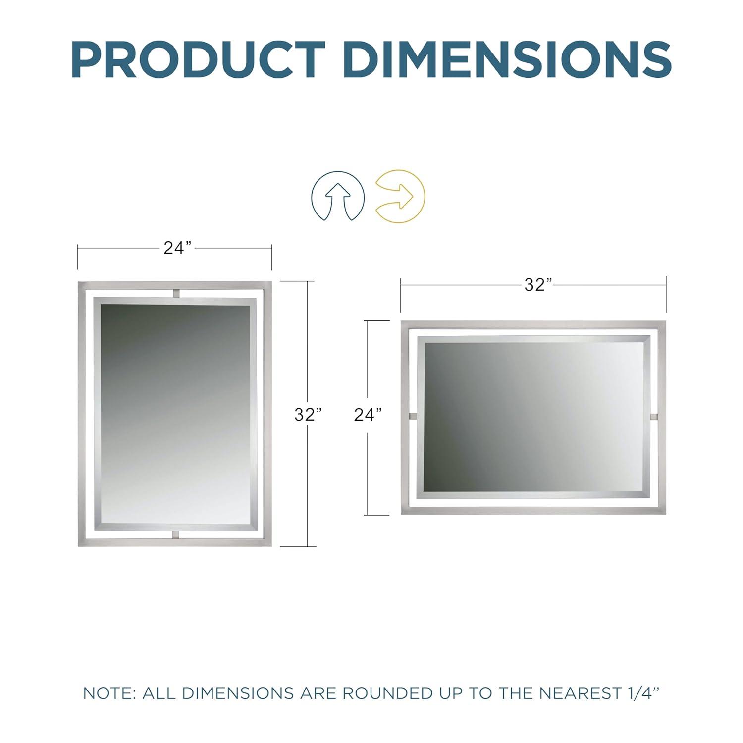 Quoizel Lighting Reflections - 32" Rectangular Light Mirror, Brushed Nickel/Semi Gloss Finish