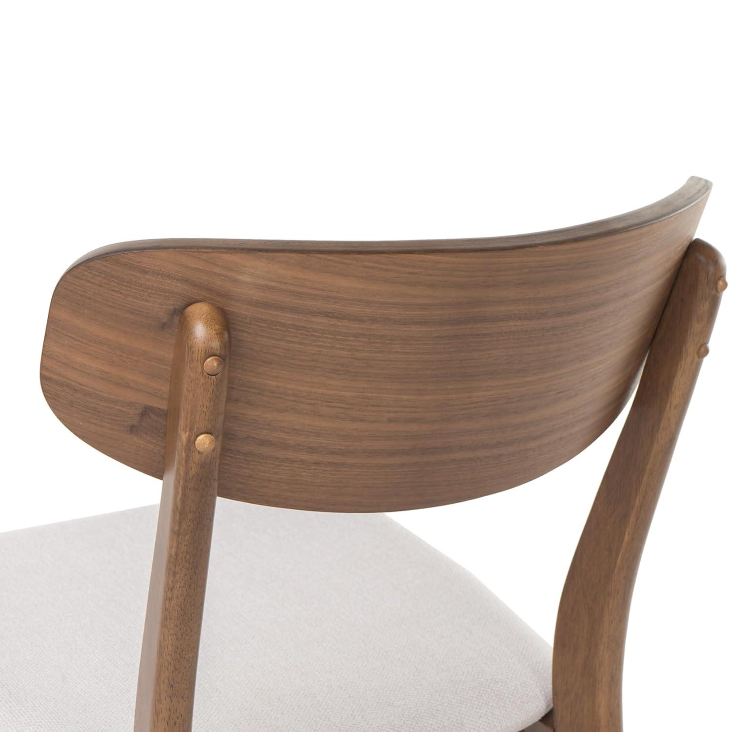 Christopher Knight Home Set of 2 Lucious Dining Chair Light Beige/Walnut: Upholstered, Rubberwood Legs, Scandinavian Style