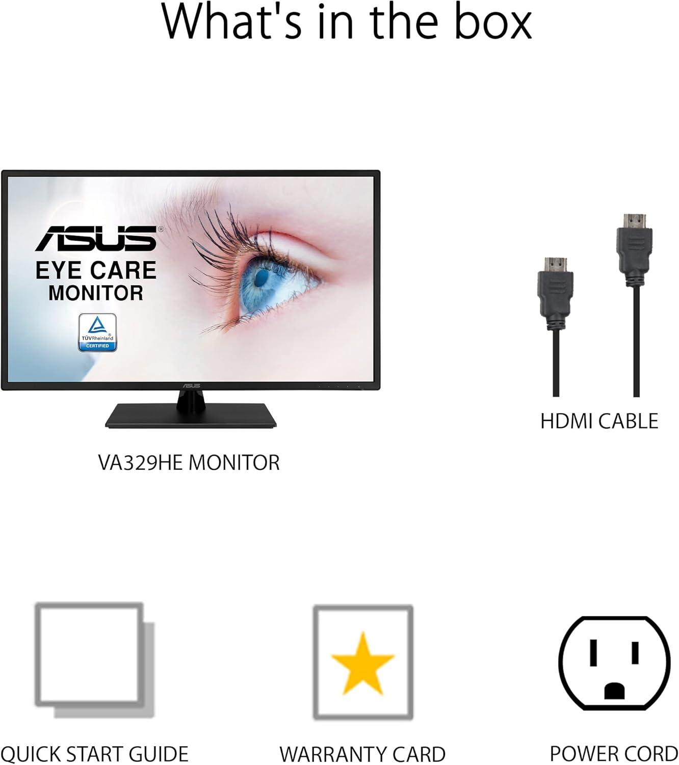 ASUS VA329HE Eye Care Monitor – 32", FHD, 75Hz, Adaptive-Sync/FreeSync™, Low Blue Light, Flicker Free, Wall Mountable