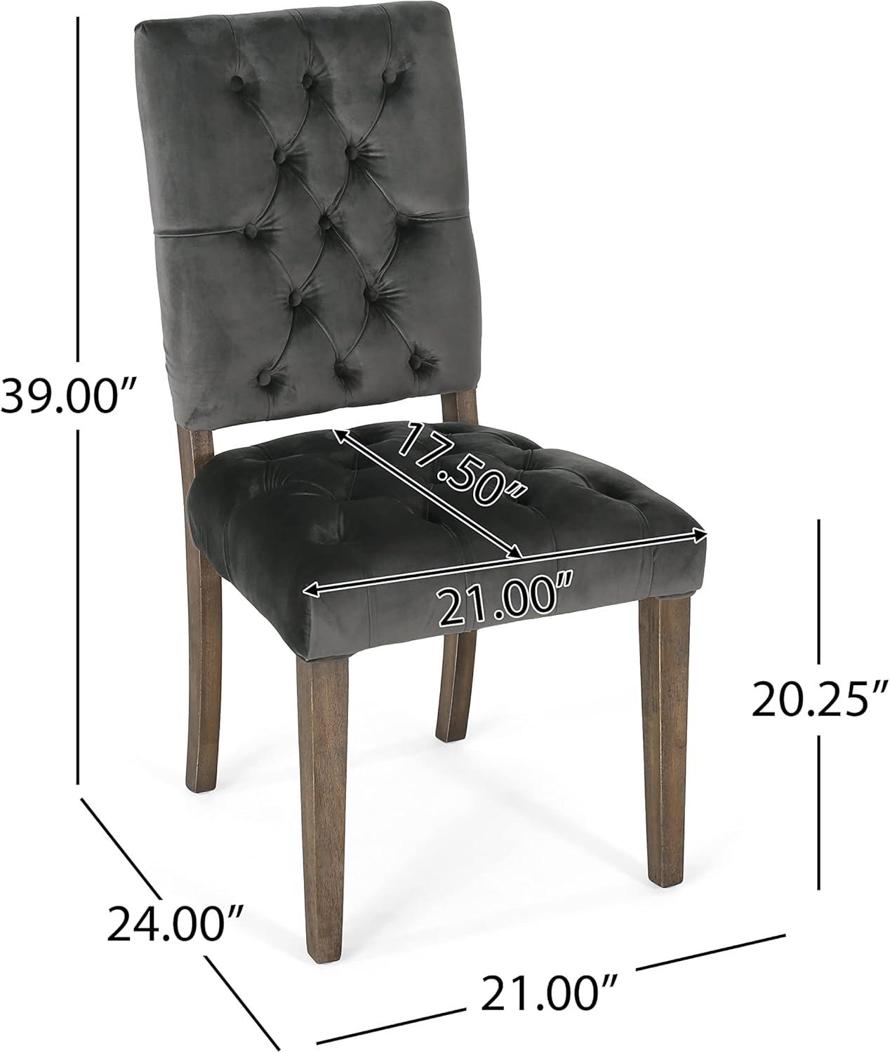 Set of 2 Saltillo New Velvet Dining Chair Charcoal - Christopher Knight Home: Upholstered, Button Tufted