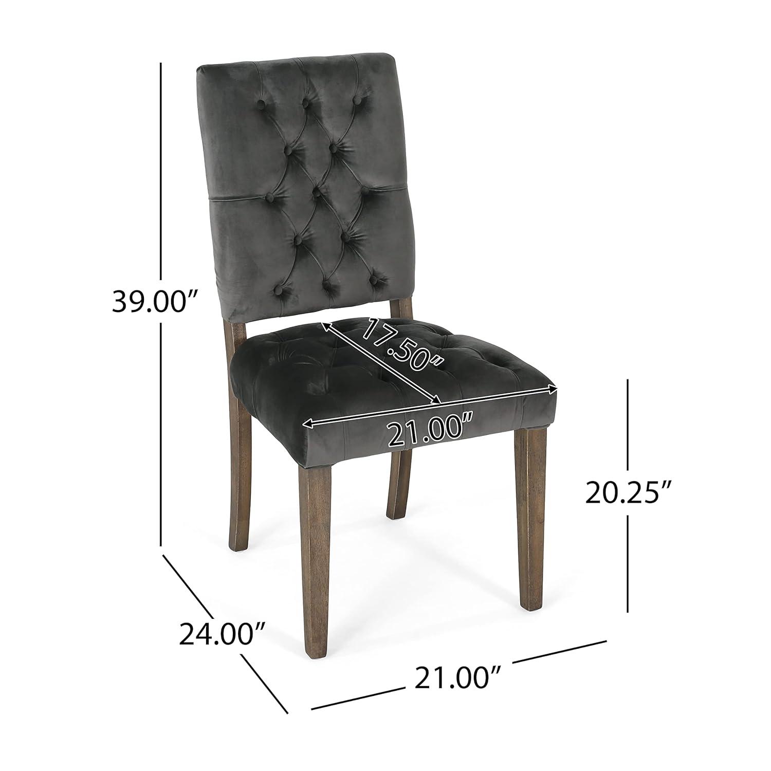 Set of 2 Saltillo New Velvet Dining Chair Charcoal - Christopher Knight Home: Upholstered, Button Tufted