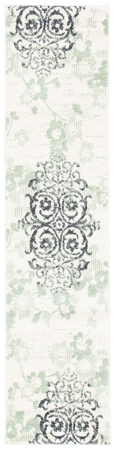 SAFAVIEH Adirondack Hortense Floral Runner Rug, Ivory/Green, 2'6" x 6'