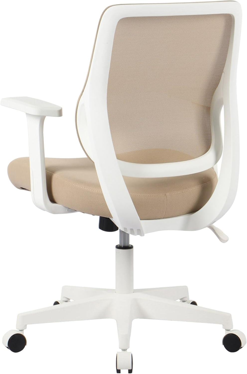 Oatmeal and White Mesh Fabric Low-Back Task Chair