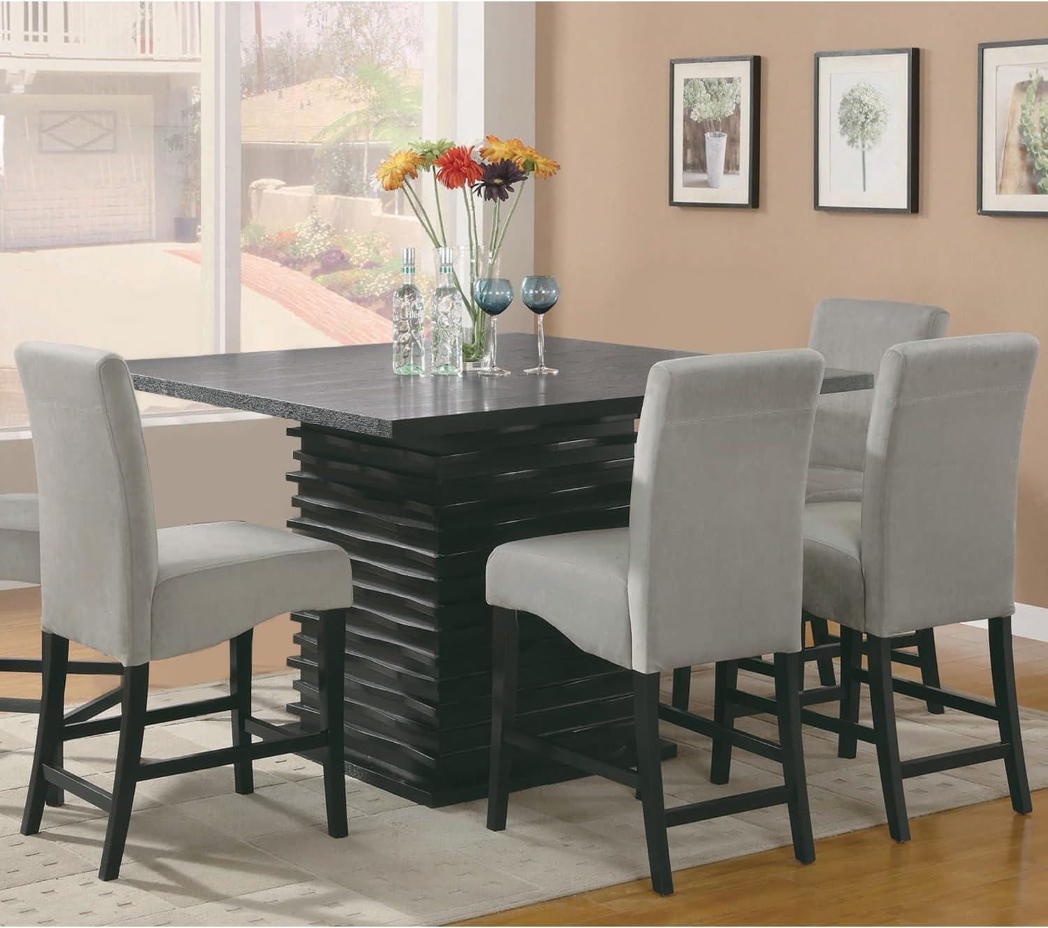 Ash Veneer 5-Piece Dining Set with Geometric Base in Black and Grey