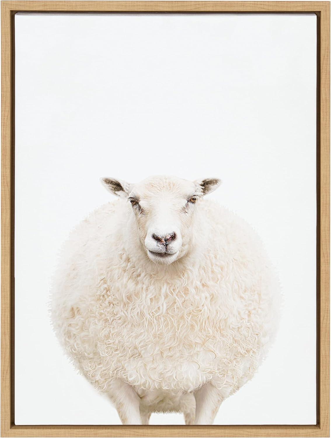 18" x 24" Sylvie Round Sheep Portrait Framed Canvas by Amy Peterson - Kate & Laurel All Things Decor