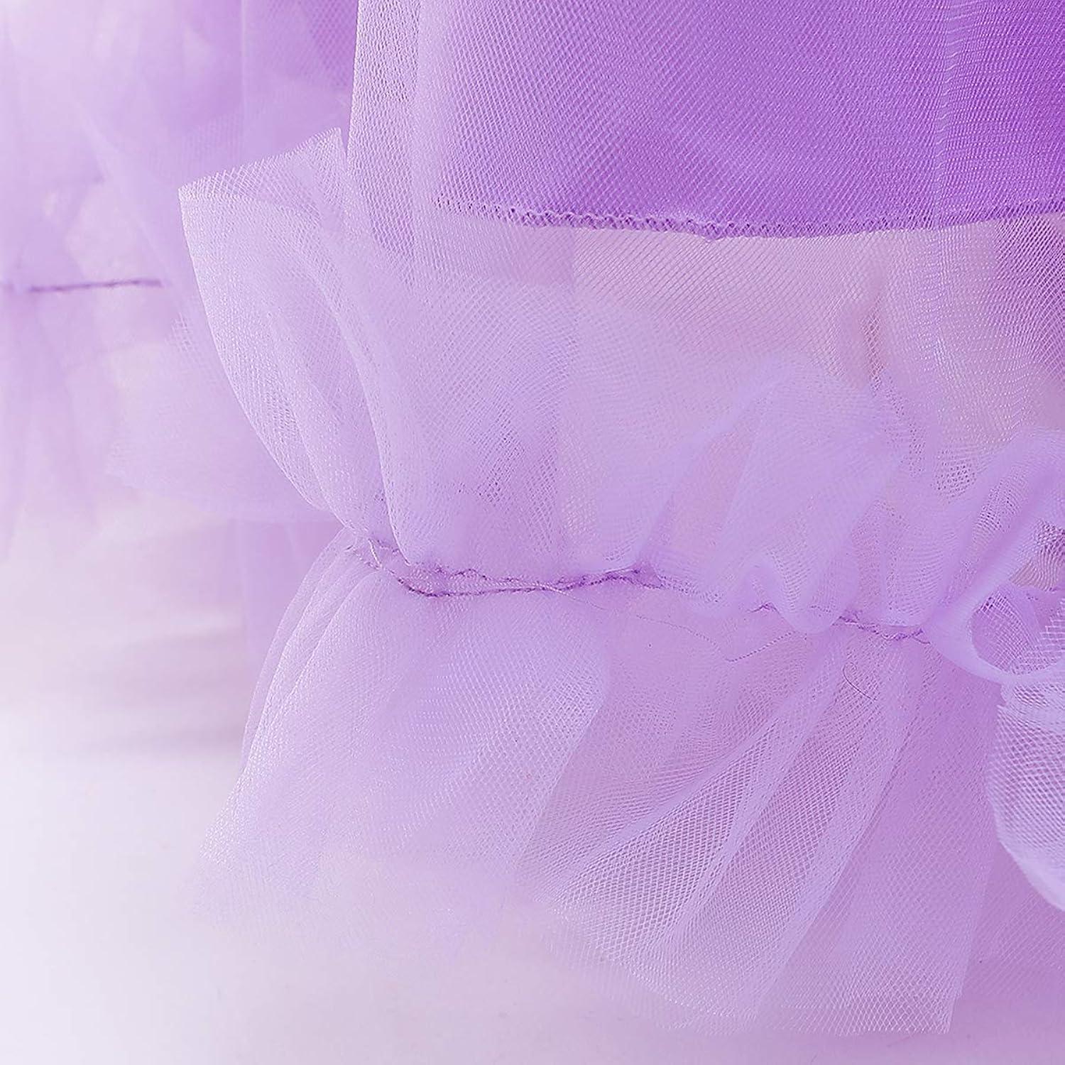 IBTOM CASTLE Flower Girl Princess Floral Boho Lace Embroidered Pageant Dresses for Kids Party Wedding Puffy Communion Maxi Gown 11-12 Years Purple