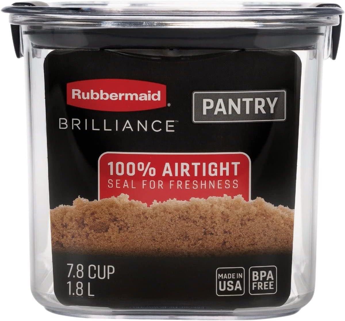 Rubbermaid Brilliance 7.8 cup Pantry Airtight Food Storage Container: Clear Plastic, Dishwasher & Freezer Safe