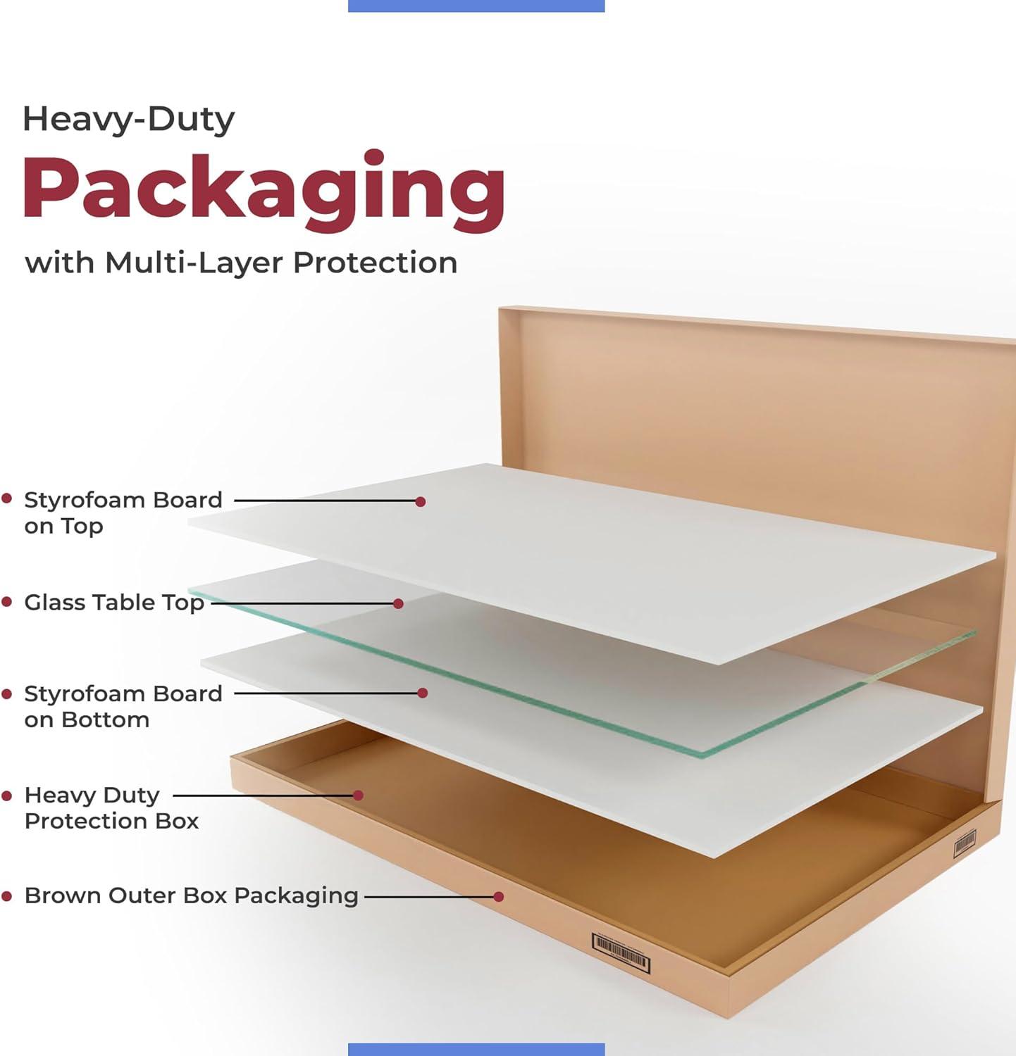 24 x 36 Inch Rectangle Glass Table Top 3/8 Inch Thick Clear Tempered Glass With Bevel Edge Polished Radius Corners