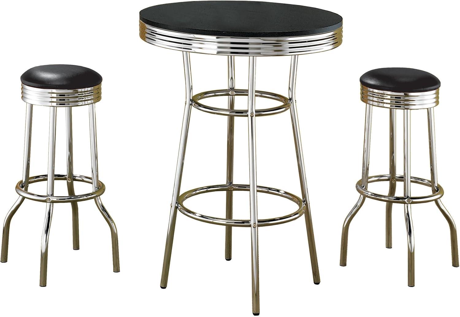 Retro 3-Piece Round 1950S Bistro Pub Bar Table Set