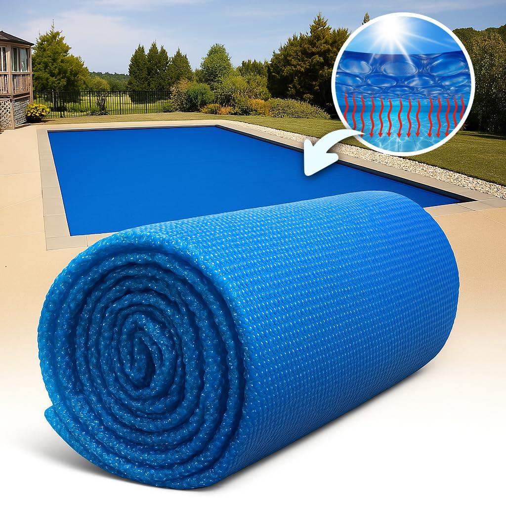 SunHeater Durable Trimmable Water Resistant Pool Covers, Blue, 14' x 28'