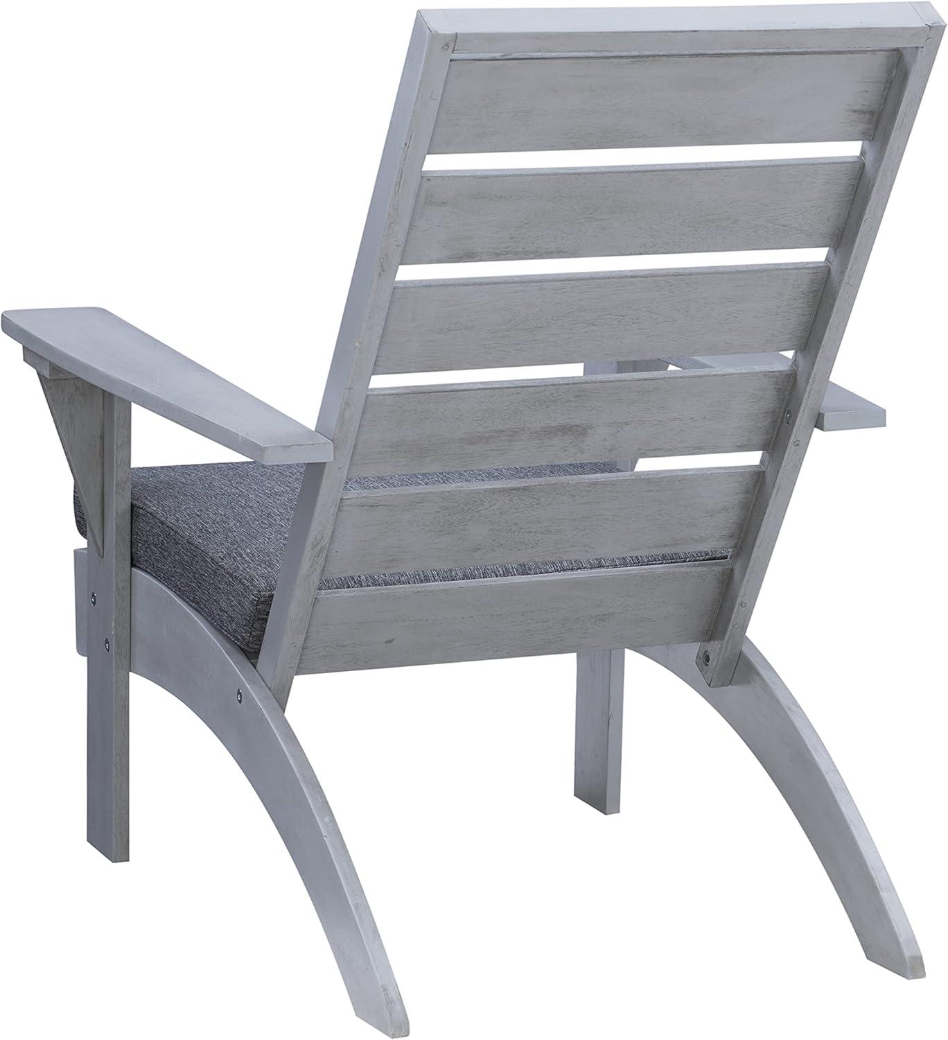 Rockport Outdoor Acacia Wood Chair with Cushion Gray - Linon