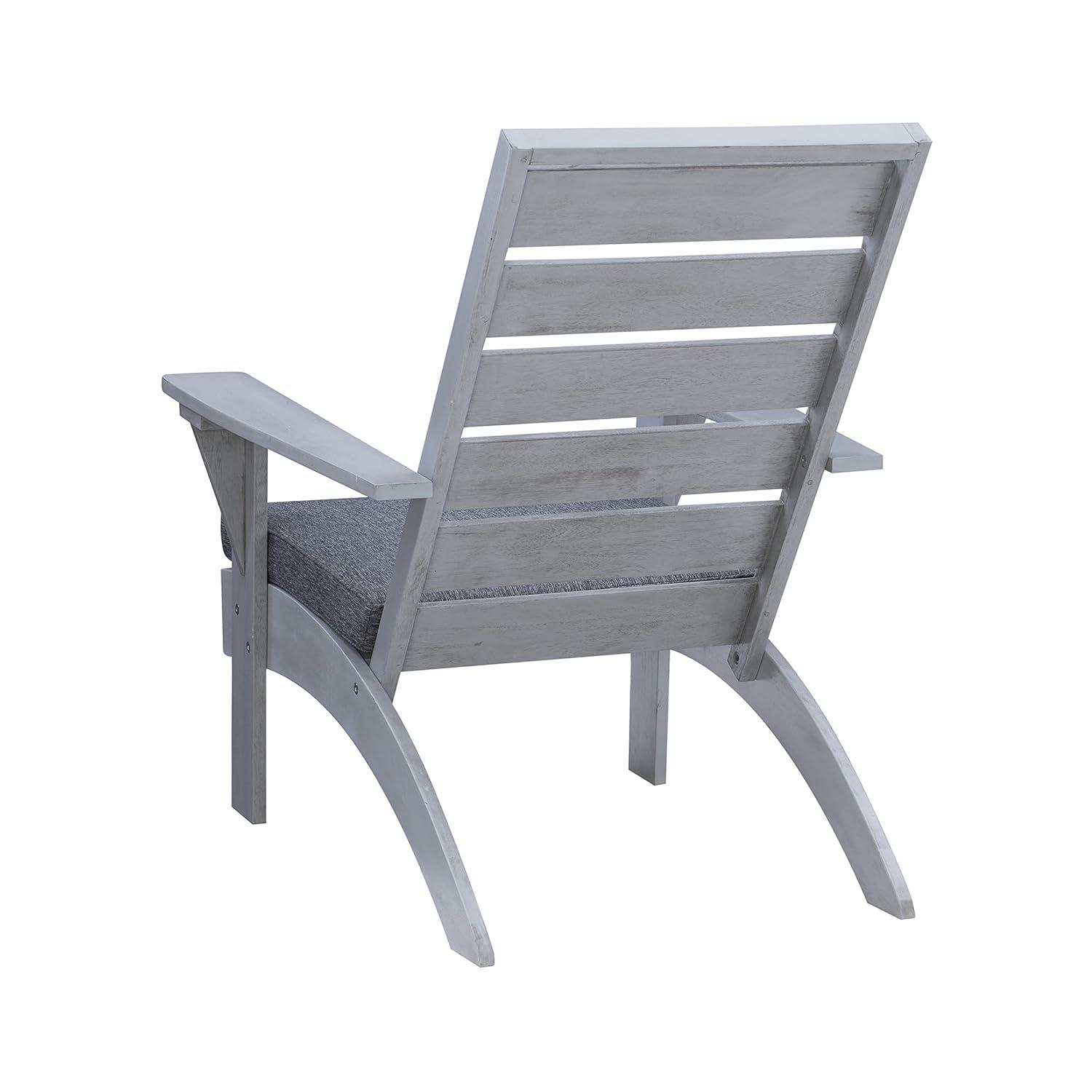 Rockport Outdoor Acacia Wood Chair with Cushion Gray - Linon