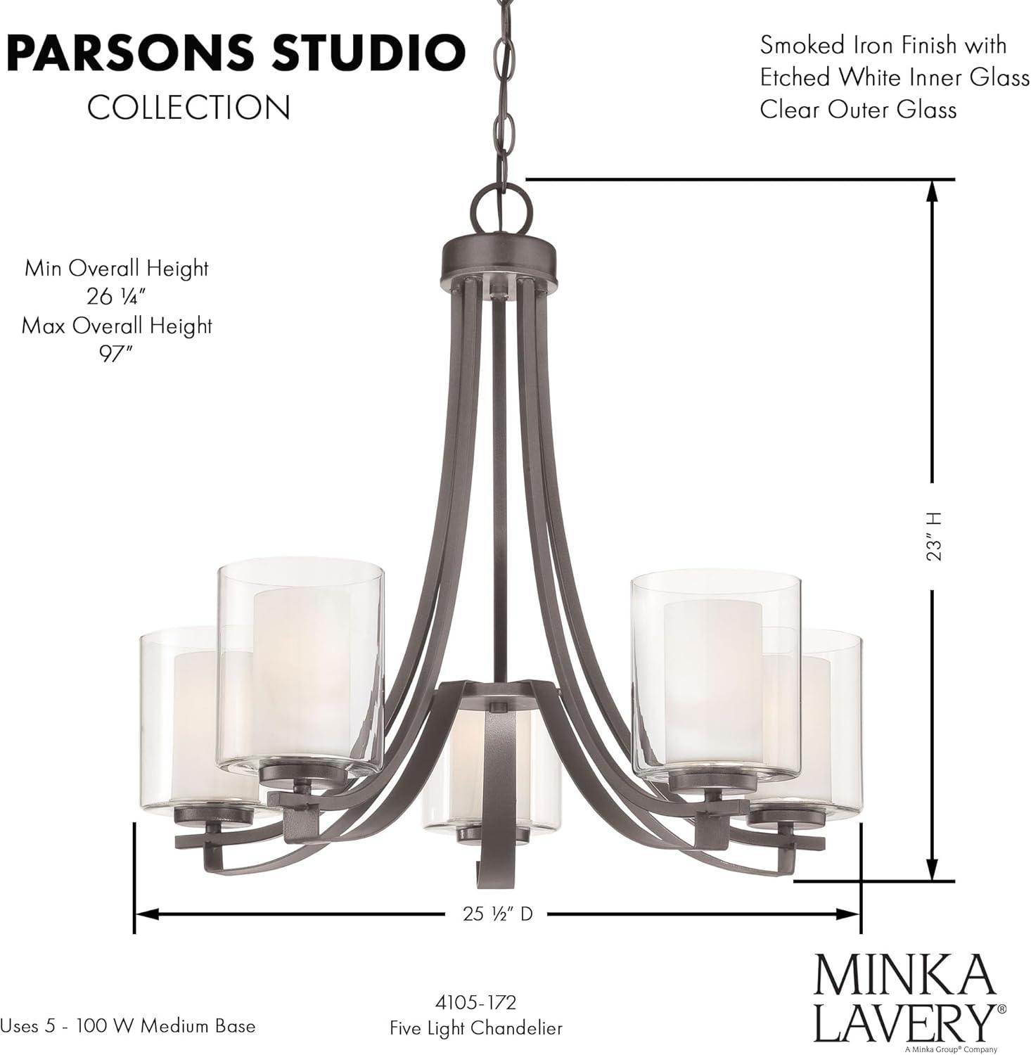 Minka Lavery 4105-172 Parsons Studio 5 Light Chandelier in Smoked Iron