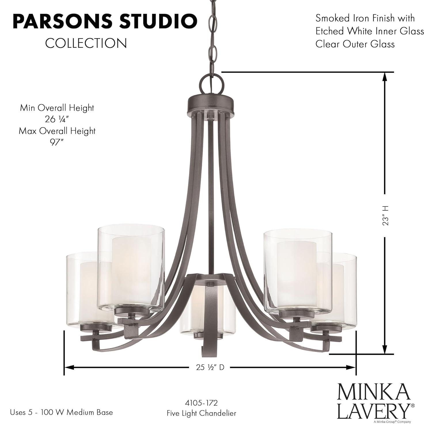 Minka Lavery 4105-172 Parsons Studio 5 Light Chandelier in Smoked Iron